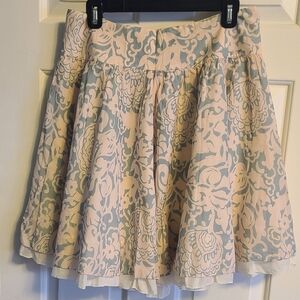 Juicy Couture Blue and Cream Smocked Skater Mini Skirt